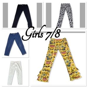 Girls 7:8 Leggings Lot Of 5 Pair